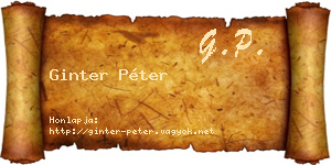Ginter Péter névjegykártya